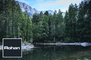 Rohan outdoor and travel clothing laid out, including a jacket and walking trousers