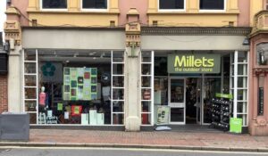 Millets outdoor clothing and camping equipment display
