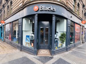Blacks outdoor gear including hiking boots, jackets and camping equipment