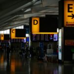 Heathrow Terminal 5 interior with light-filled atrium and passengers