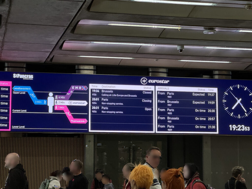 SNCF Strike Starts Tonight: Eurostar June 10 Timetable Confirmed | Eurostar departure board at London St Pancras International showing train times and destinations