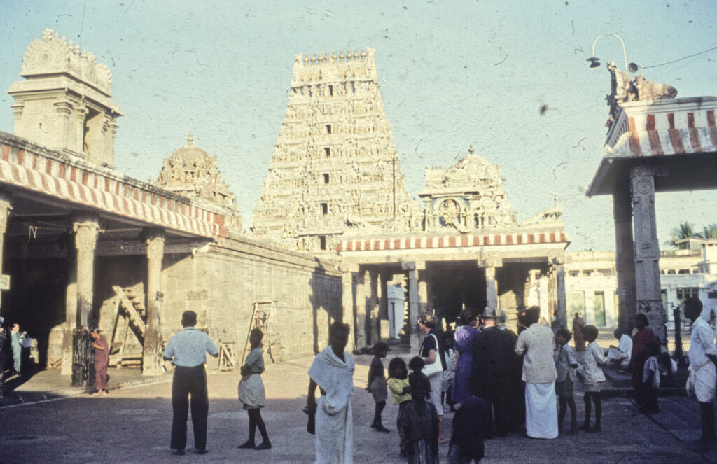 Gopuram towers and crowds at Kapaleeshwarar Temple, Mylapore, Chennai