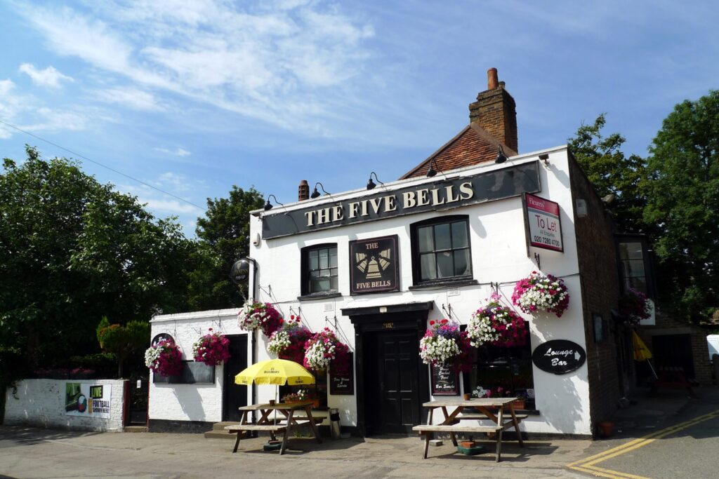 The Five Bells pub in Harmondsworth village next to Heathrow Airport