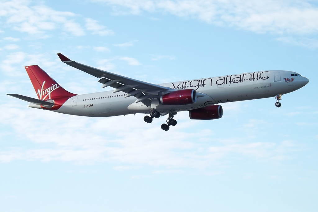 Virgin Atlantic Airbus A330-300 widebody on approach to London Heathrow