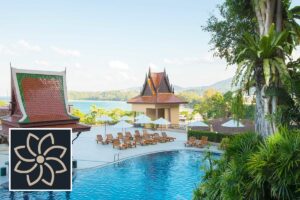 Chanalai Hotels & Resorts logo with a Phuket beach resort pool in the background