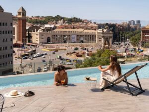 Rooftop infinity pool at B-Hotel, part of the NN Hotels group in Barcelona