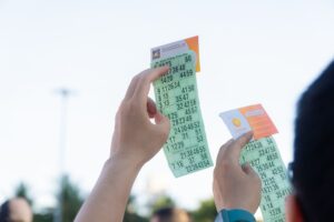 The Health Lottery GB lottery tickets and draw balls banner